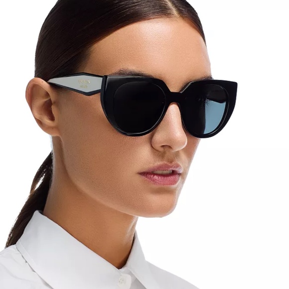 NWT Prada Cat Eye Sunglasses in Black/Gray Solid, 52mm - Picture 1 of 6